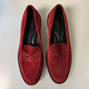 Born Women’s Loire Red Suede Leather Penny Loafers 7.5